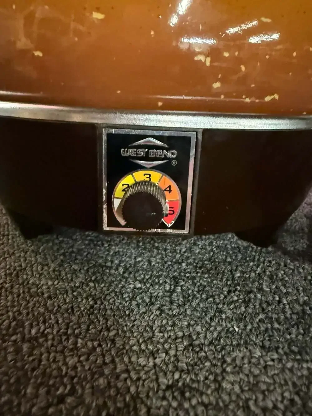 Vintage West Bend Lazy Day Slow Cooker Yellow Speckled Enamel with Glass Lid